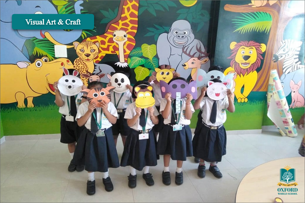 oxford world school students with craft mask on face