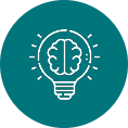 icon of bulb with brain